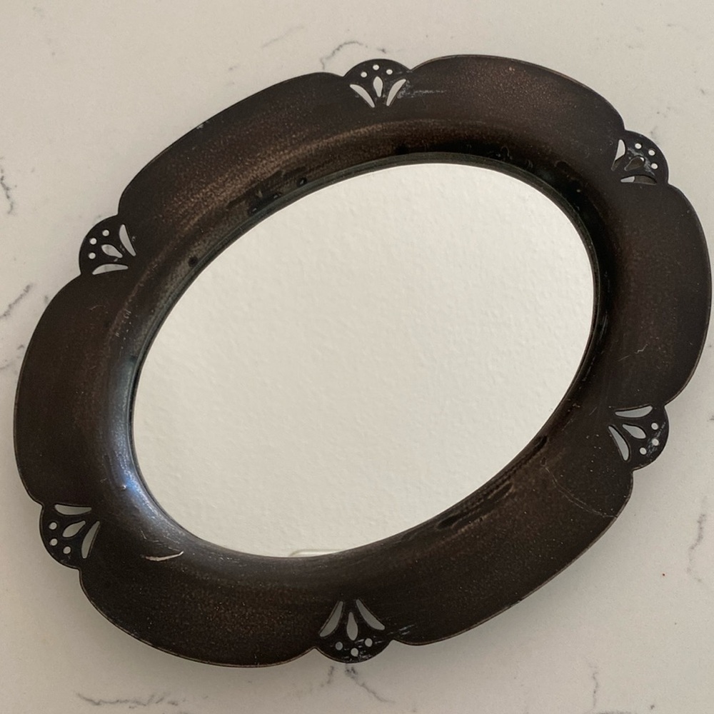 Vintage Metal Bronze Mirror/Tray (candles NOT included)